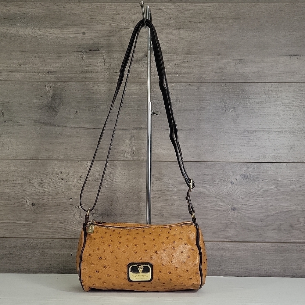 Valentina Ostrich Embossed Tan Leather Women's Bag